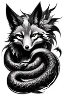 nine tailed fox entwined with a cobra tattoo design idea