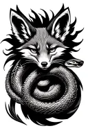 nine tailed fox entwined with a cobra tattoo design idea