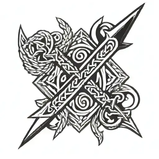 crossed arrows, celtic font, VERITAS above, AEQUITAS below, and a D in the left upper and right intersections of the arr tattoo design idea