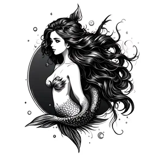 topless mermaid tattoo design idea