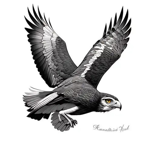 owl and hawk soaring together  tattoo design idea