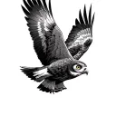 owl and hawk soaring together  tattoo design idea