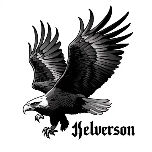 "Helverson" eagle flying tattoo design idea