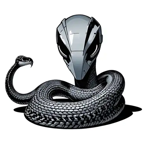 Coverup robot snake tattoo design idea