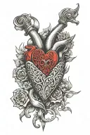 Red flags, dark, heart of stone tattoo design idea
