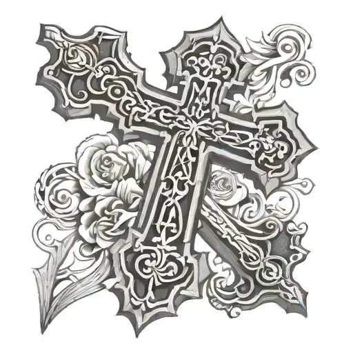 wooden cross with phil 4:13 and Ephesians 6:10-20  tattoo design idea