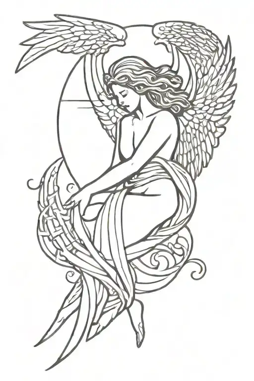 angel number 7 tattoo design idea