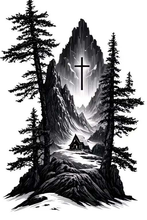 Mountain Christianity tattoo design idea