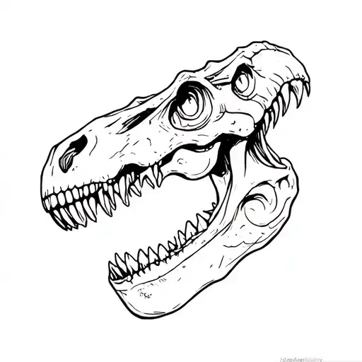 flash t rex skull tattoo design idea