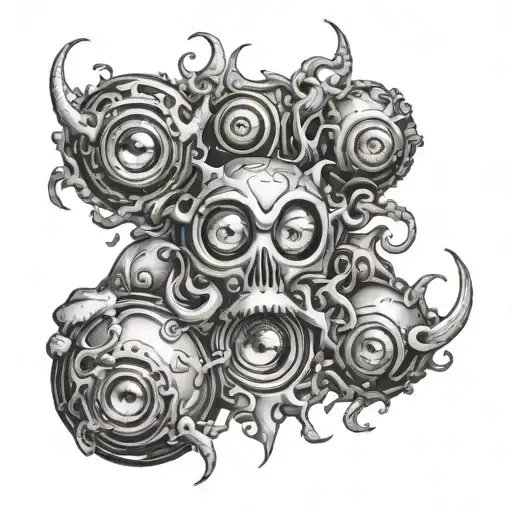 three eyes Eldritch clustered   tattoo design idea