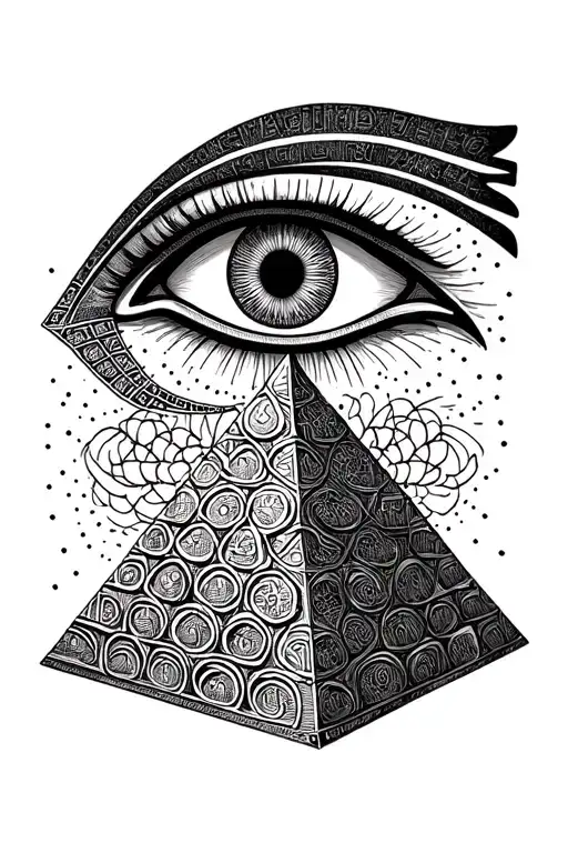 eye of horus, pyramid, matatron's cube, ankh, flower of life tattoo design idea
