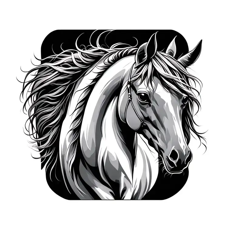healing heart horse tattoo design idea