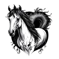 healing heart horse tattoo design idea