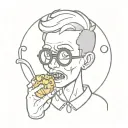 nerdy zombie boy with chicken nugget  in mouth tattoo design idea