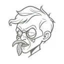 nerdy zombie boy with chicken nugget  in mouth tattoo design idea