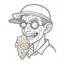 nerdy zombie boy with chicken nugget  in mouth tattoo design idea