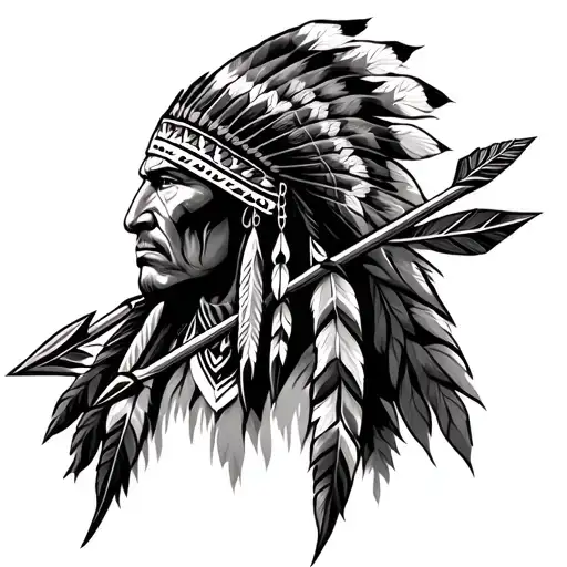 native american arrow through the chest tattoo design idea