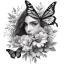 let them surrounded by butterflies and flowers  tattoo design idea