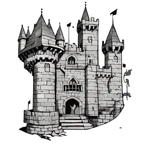 engineer castle with army logo incorporated tattoo design idea