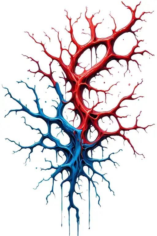 blood veins red and blue haiti tattoo design idea