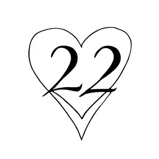 number 22 and heart tattoo design idea