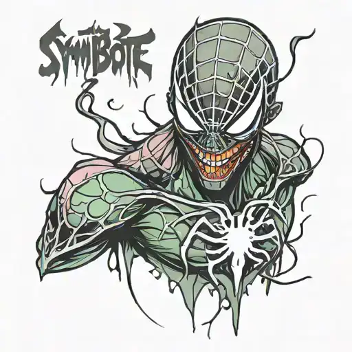 symbiote spider Man fused with the joker from suicide squad tattoo design idea
