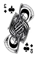 musical notes and ace cards arranged tattoo design idea