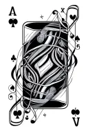 musical notes and ace cards arranged tattoo design idea