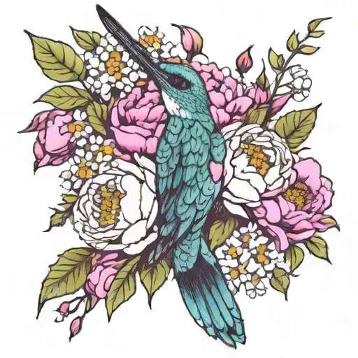 Sleeve,forearms,Bright colors,flowers,peonies,roses,daisies,hummingbirds tattoo design idea