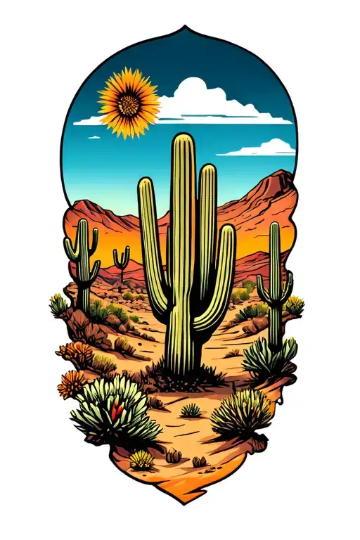 Arizona desert landscape tattoo design idea