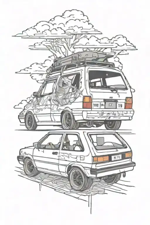 toyota Ae86 sprinter van wearing tattoo design idea