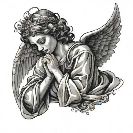 angel praying tattoo design idea