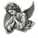 angel praying tattoo design idea