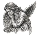 angel praying tattoo design idea