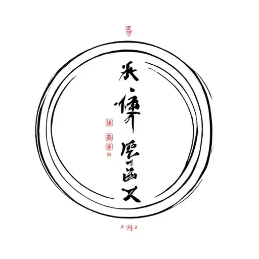 Create a tatto design with a enso circle and  a phrase "活在当下". Enso will be open from top. and the 4 characters vertical tattoo design idea