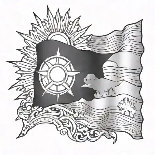 colorado flag with arizona flag sun setting tattoo design idea