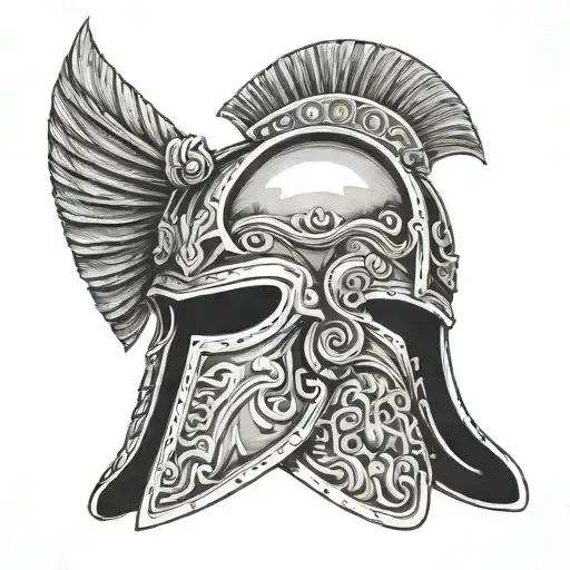 gladiator helmet adorned tattoo design idea