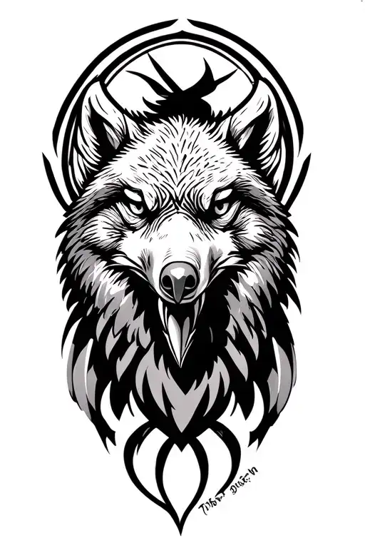 eagle outline wolf face inside of it tattoo design idea