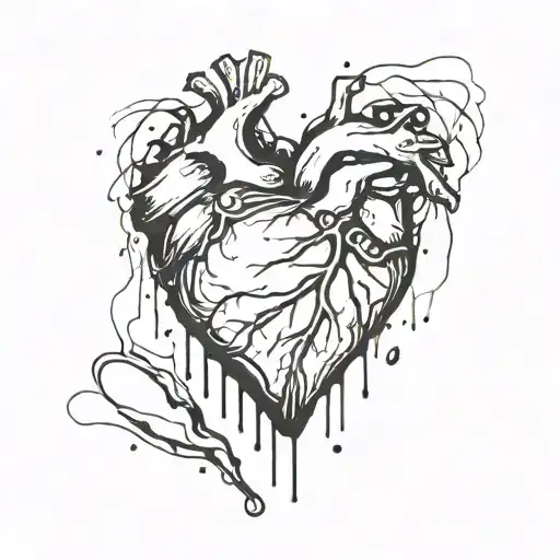 bleeding  broken   Heart tattoo design idea