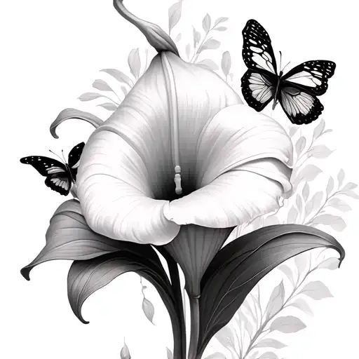 calla lilies and butterflies  tattoo design idea