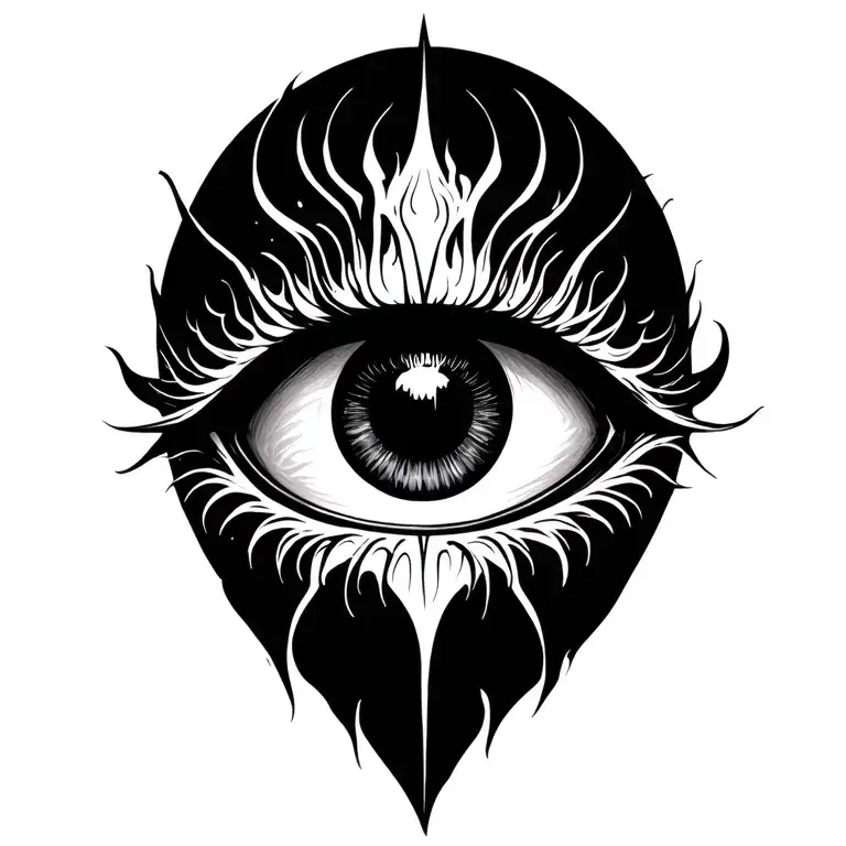 sauron eye on top tattoo design idea