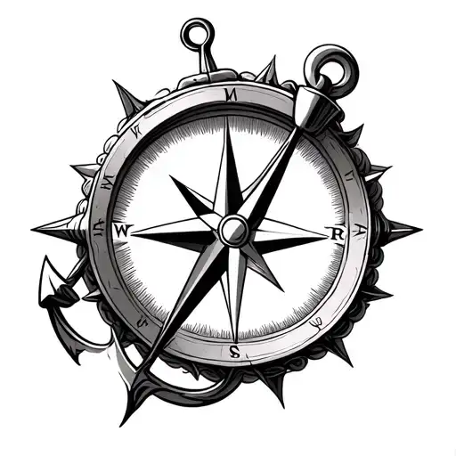 compass and anchor together gemini and aquaruis tattoo design idea