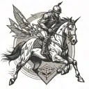 Race horse running with crossed arrows behind it tattoo design idea