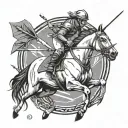 Race horse running with crossed arrows behind it tattoo design idea