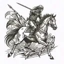 Race horse running with crossed arrows behind it tattoo design idea