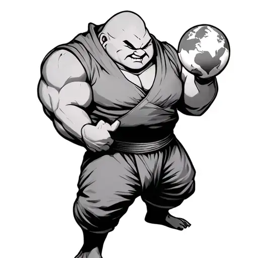 majin buu fitness style holding the world tattoo design idea