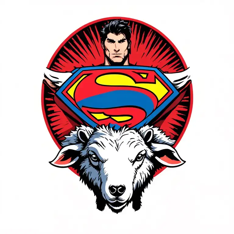 sheep in wolf's skin with Superman logo incorporated tattoo design idea