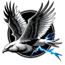realistic thunderbird flying with lightning bolts tattoo design idea