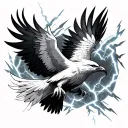 realistic thunderbird flying with lightning bolts tattoo design idea