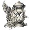 time and money inside the hourglass tattoo design idea